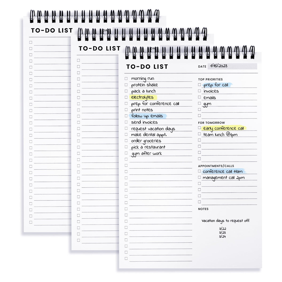 To Do List Notepad with Multiple Functional Sections, Spiral Daily Planner