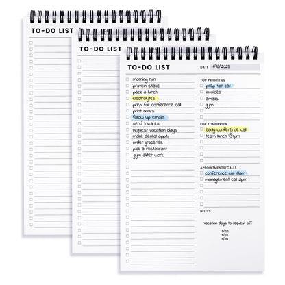 To Do List Notepad with Multiple Functional Sections, Spiral Daily Planner