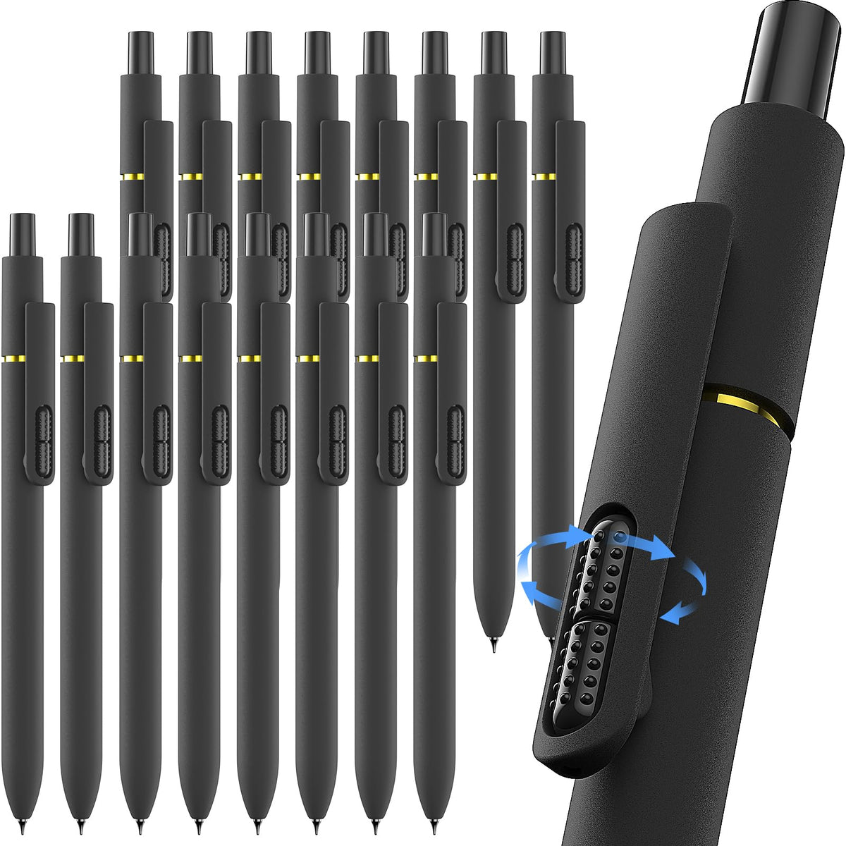 Hiacry 8 Pack Gel Pens, Quick-Drying Black Ink, 0.7mm Fine Point Fidget Pen