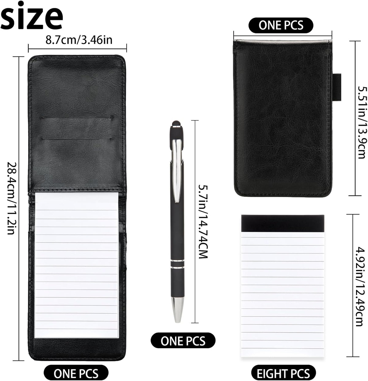 Camelmother 10Pcs Pocket Notepad Holder Set Notebook 3 x 5 Inch With Pen