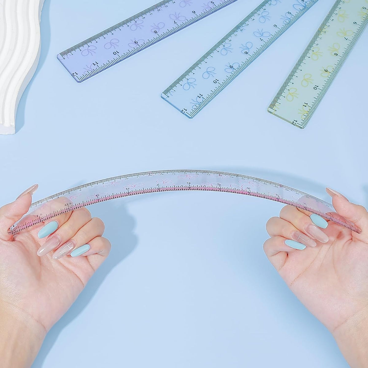 BAYTORY 4Pcs Transparent Acrylic Ruler 12 Inch, Plastic Straight Rulers