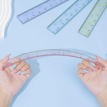 BAYTORY 4Pcs Transparent Acrylic Ruler 12 Inch, Plastic Straight Rulers
