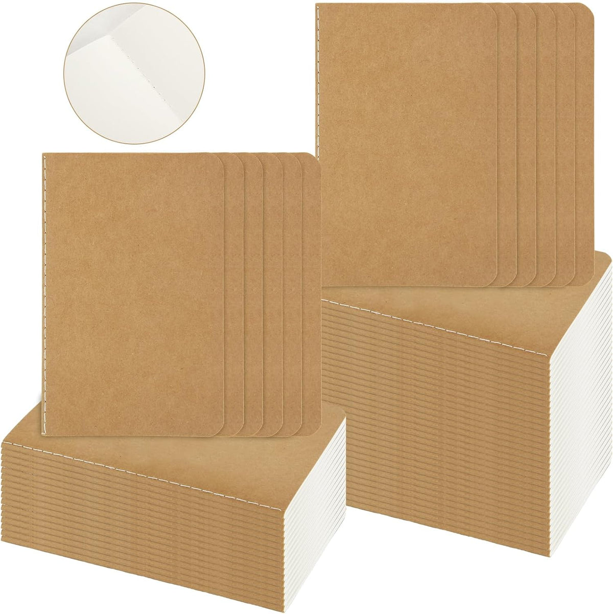 MIVIDE 120 Pack Mini Notebooks Bulk, 3.5 x 5.5 Blank Paper Small Pocket Notebook Set, Kraft Pocket Notebooks Bulk, Mini Journal Memo Notepads for Work, Writing, Drawing Memo Notepad, 60 Pages