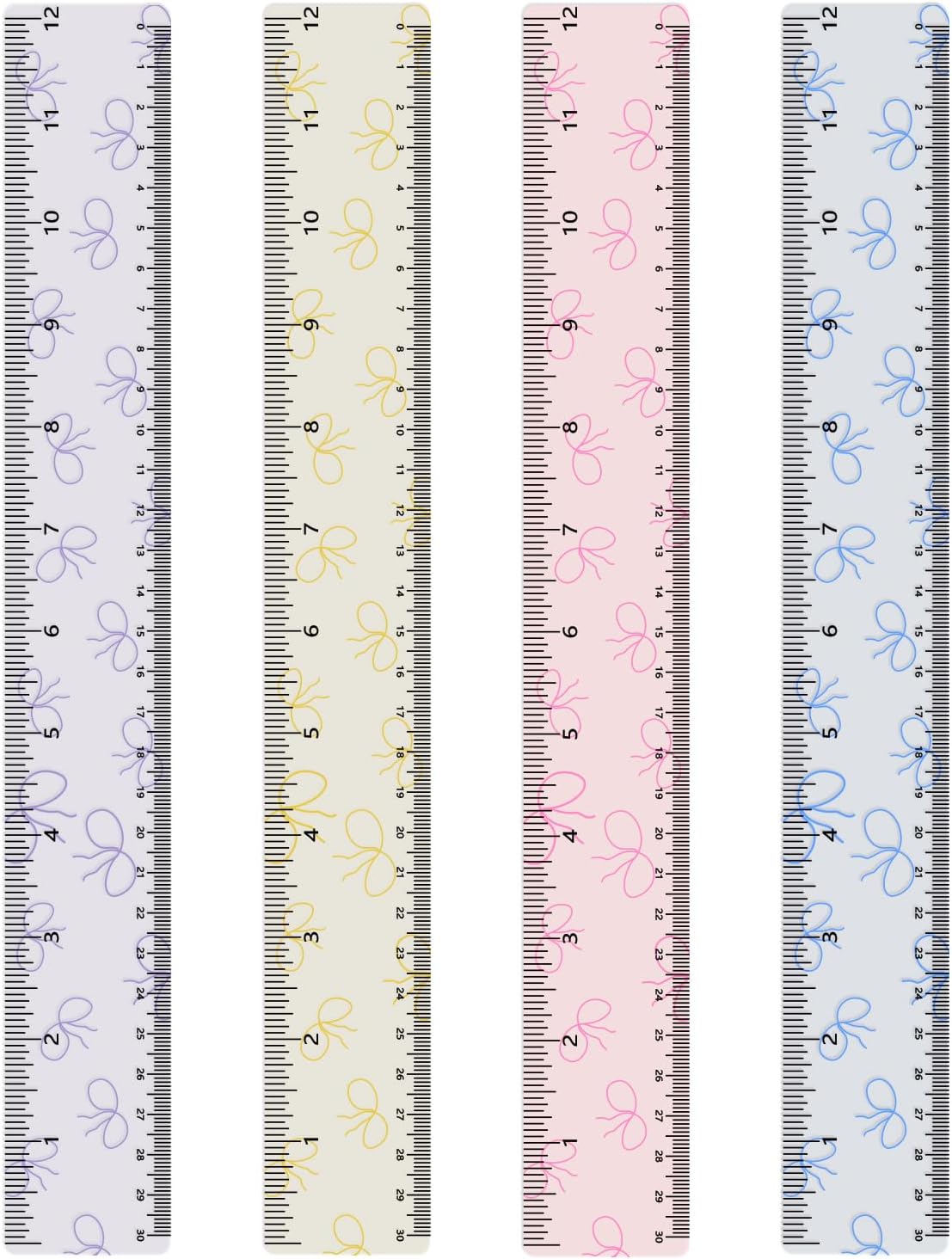 BAYTORY 4Pcs Transparent Acrylic Ruler 12 Inch, Plastic Straight Rulers