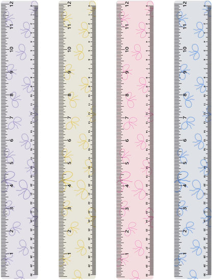BAYTORY 4Pcs Transparent Acrylic Ruler 12 Inch, Plastic Straight Rulers