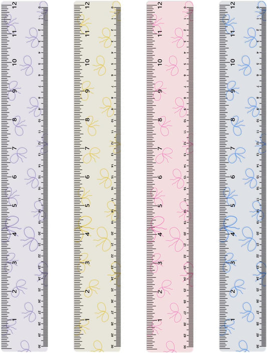 BAYTORY 4Pcs Transparent Acrylic Ruler 12 Inch, Plastic Straight Rulers