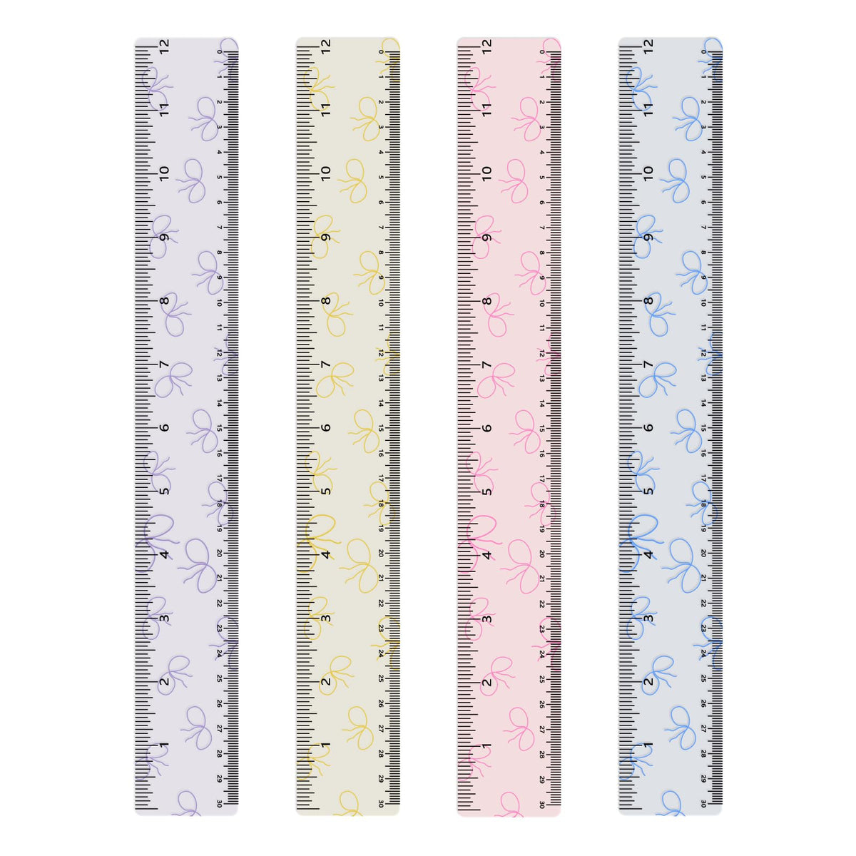 BAYTORY 4Pcs Transparent Acrylic Ruler 12 Inch, Plastic Straight Rulers