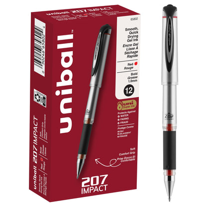 uniball™ 207 Plus+ Gel Pens, Black Ink, 0.7mm Medium Point, 4 Count
