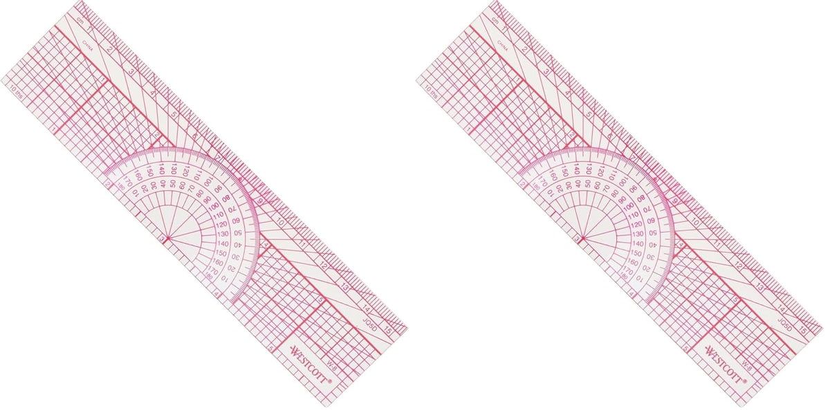 Westcott Engineers' Protractor Ruler, Dual-Scales Cm and Tenths-Inch, Back-to-School, School Supplies, Classroom Supplies, 6-Inch