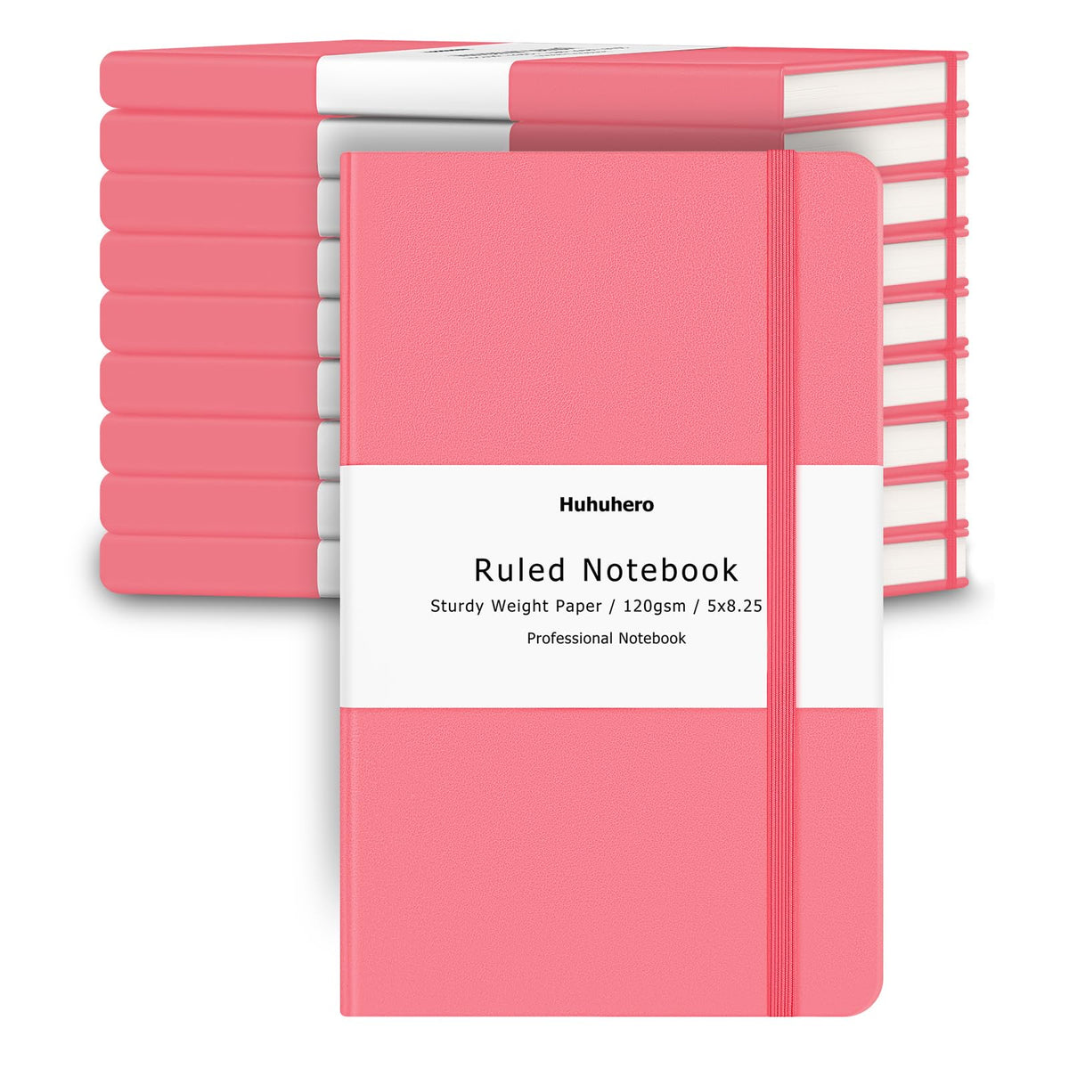 Huhuhero 10 Pack Lined Notebook Journals, College Ruled 5.25"×8.25", Green
