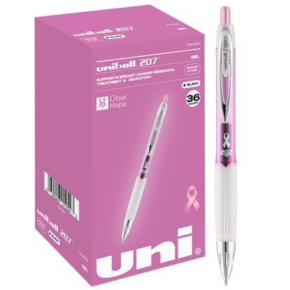 uniball™ 207 Gel Pens, Black Ink, 0.7mm Medium Point, Retractable, 12 Count