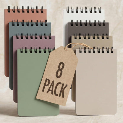 ZICOTO Aesthetic Pocket Notebooks Set Of 8 - Small 3x5 Spiral Notepads