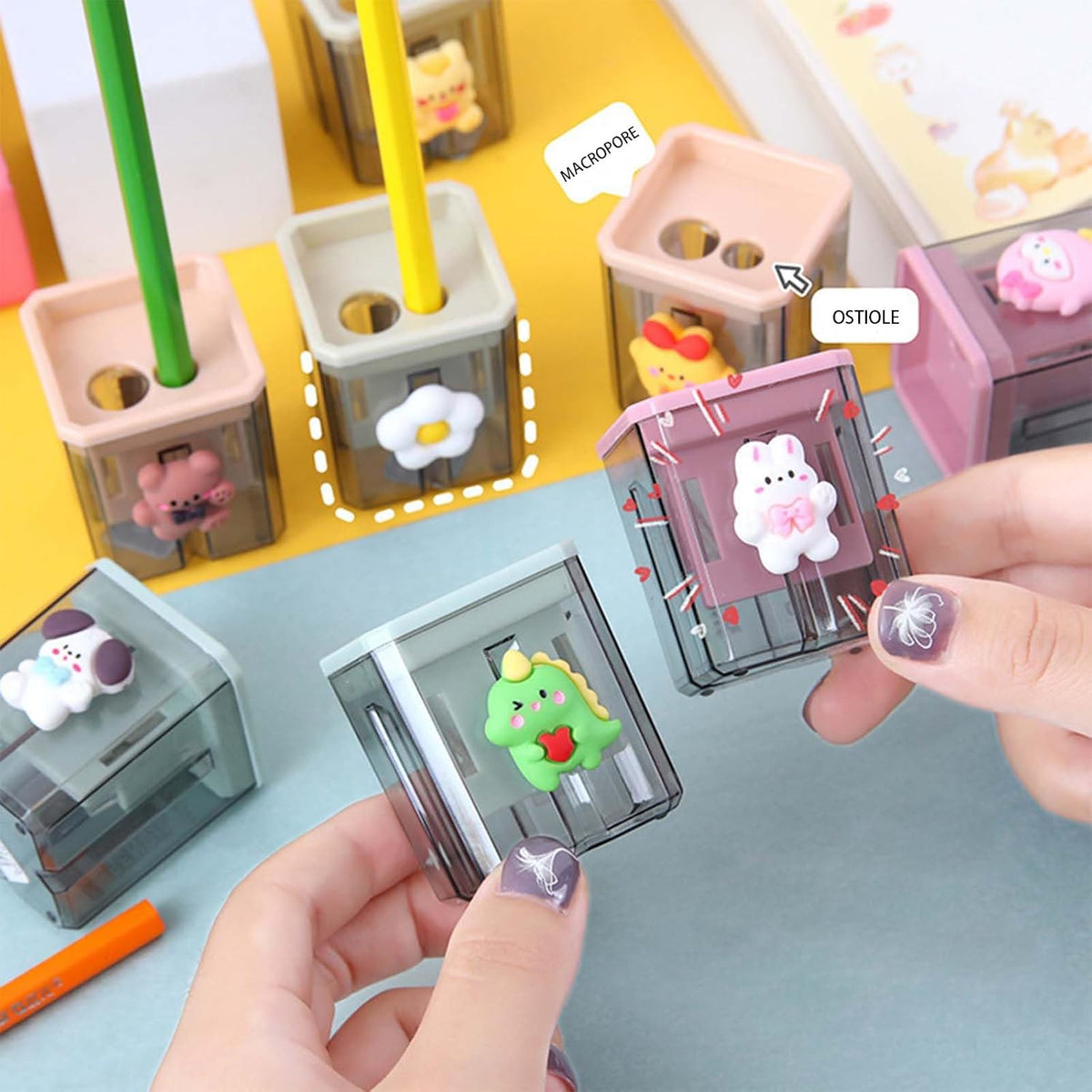 2PCS Pencil Sharpener, Lip Liner Sharpener, sharpened Pencil, Children's Pencil, Office Supplies, School Supplies, School (2), Transparent