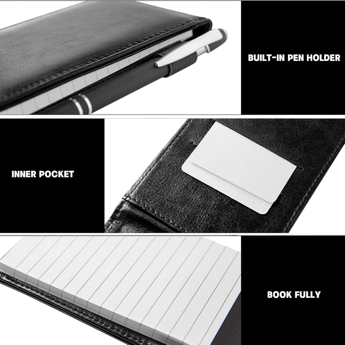 Camelmother 10Pcs Pocket Notepad Holder Set Notebook 3 x 5 Inch With Pen