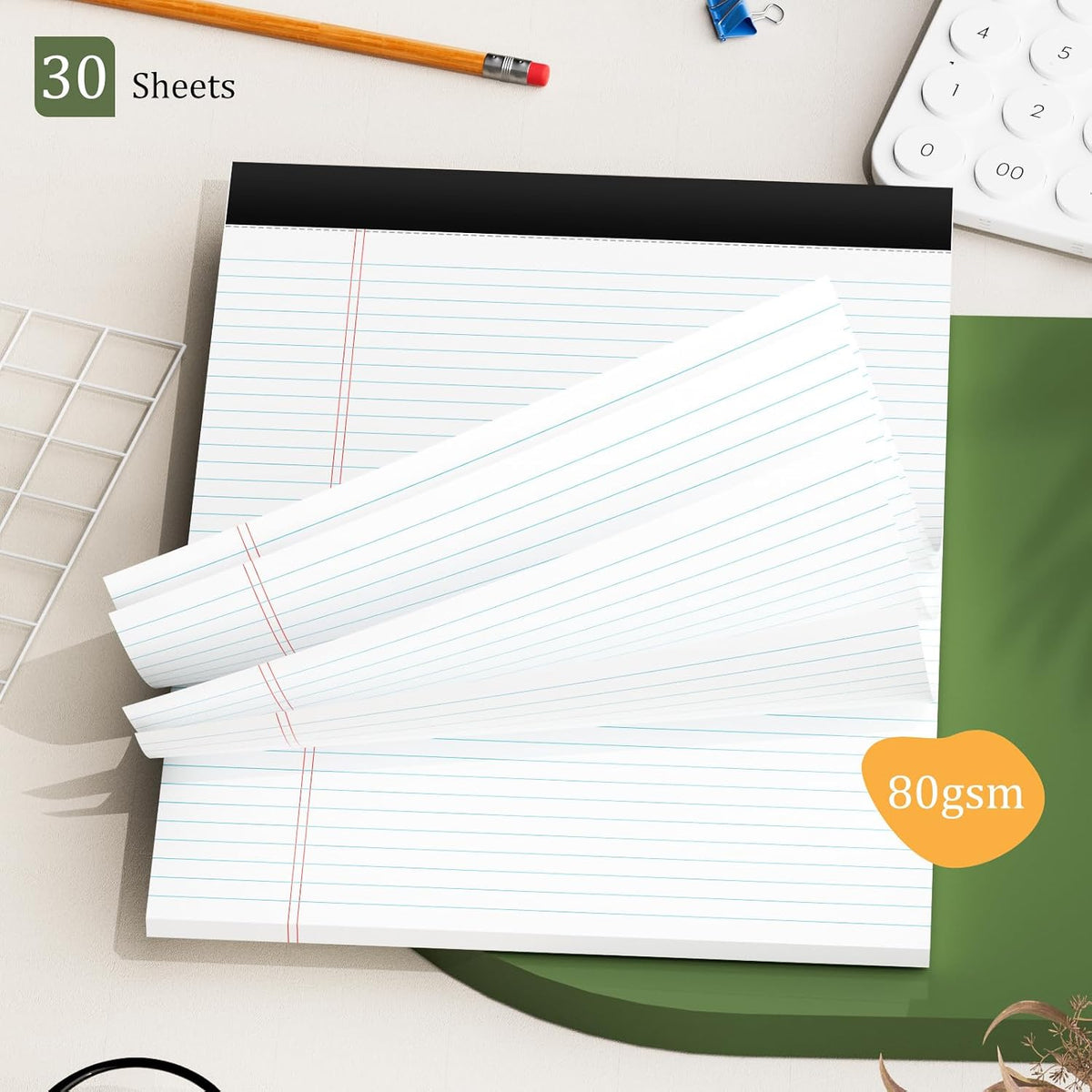 AILZFEI 12 Pack of Legal Pads 8.5 x 11.75 College Ruled Notebook White Paper Note Pad Narrow Ruled 30 Sheets Notepads Perforated Writing Pad Clear Print 8x11 Legal Pads Pads of Paper
