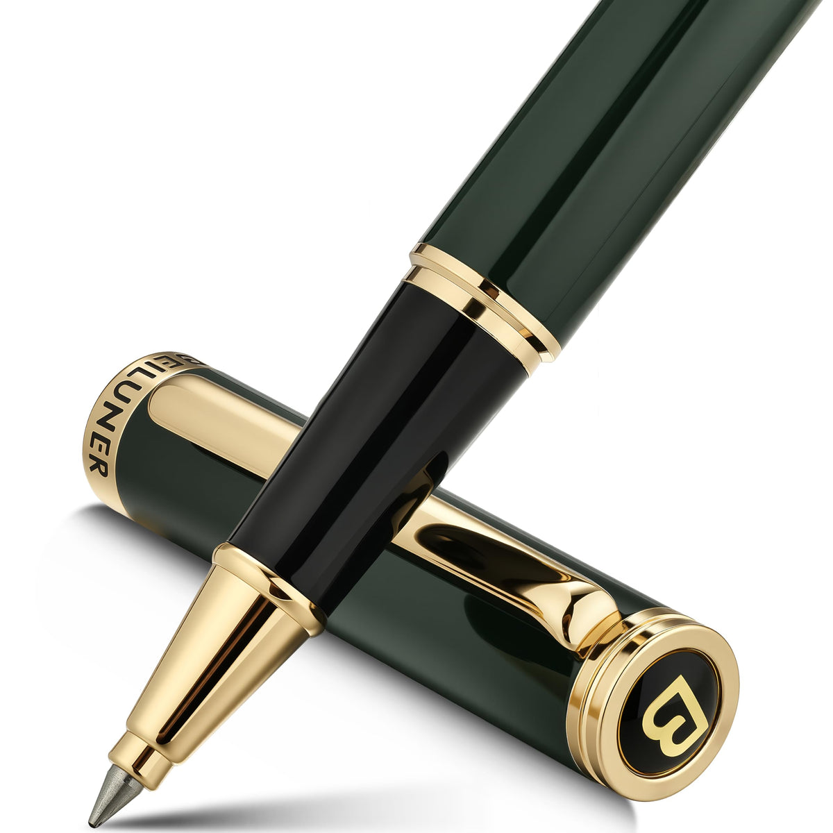 BEILUNER Luxury Rollerball Pen, Stunning Silver Chrome with 24K Gold Finish,Noble and Elegant Designs,Schneider Ink Refill, Best Gift Pen for Men & Women, Professional, Executive Office, Fancy Pens