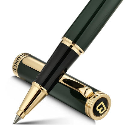 BEILUNER Luxury Rollerball Pen, Stunning Silver Chrome with 24K Gold Finish,Noble and Elegant Designs,Schneider Ink Refill, Best Gift Pen for Men & Women, Professional, Executive Office, Fancy Pens