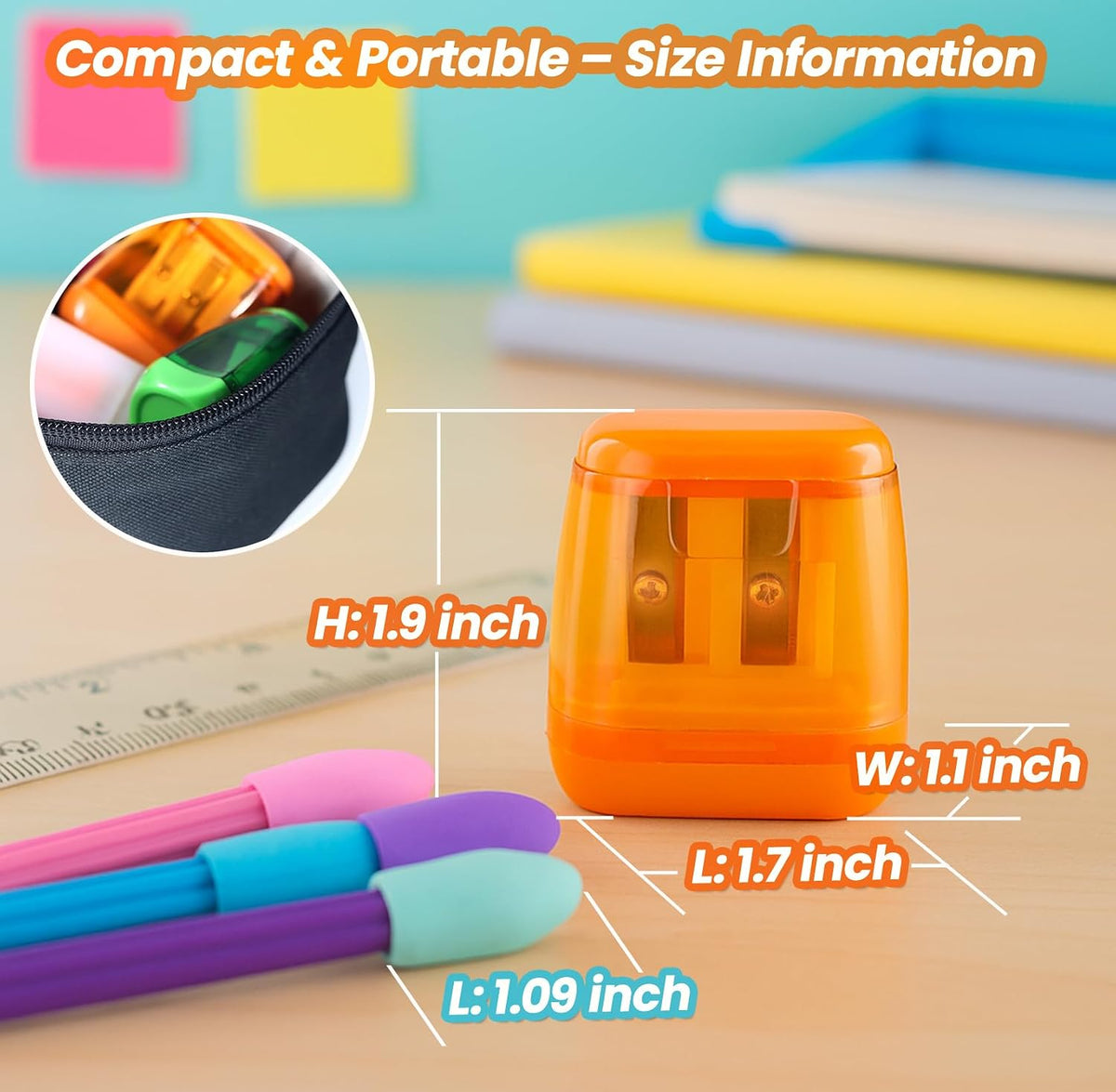 Pencil Sharpener, Manual Pencil Sharpeners, Handheld for Kids & Adults