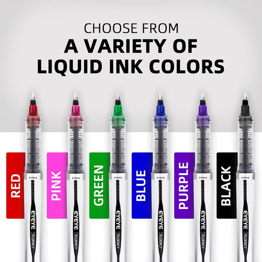 EYEYE Liquid Ink Rollerball Pen 0.7mm, 6 Assorted Colors Medium Point Pen Quick Dry, Liquid Ink Pens Fine Point Smooth Writing Pens for Journaling, Note Taking, Office, School Supplies