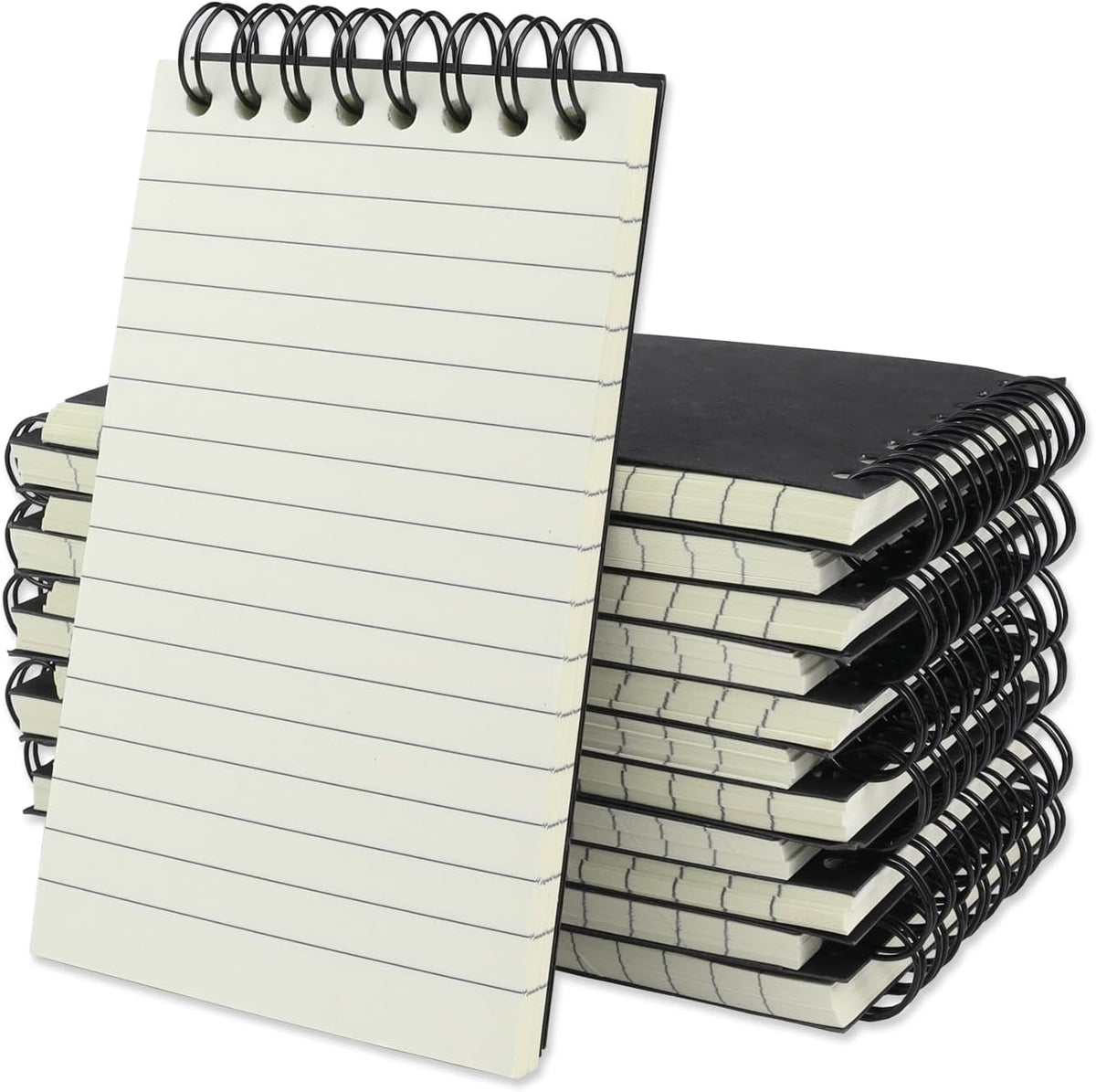 12 Pack Pocket Notebooks, 3x5 Small Notepads, Mini Spiral Notebooks, 60 Sheets/120 Pages,Lined College Ruled Paper, Memo Pads for Home, Office, School or Travel (Black)