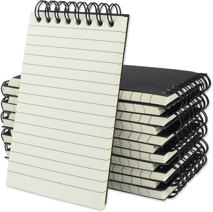 12 Pack Pocket Notebooks, 3x5 Small Notepads, Mini Spiral Notebooks, 60 Sheets/120 Pages,Lined College Ruled Paper, Memo Pads for Home, Office, School or Travel (Black)