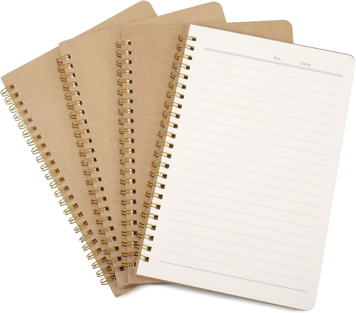 JIANTA 4 Pack A5 Spiral Notebook, Ruled Kraft Cover Wirebound Journals