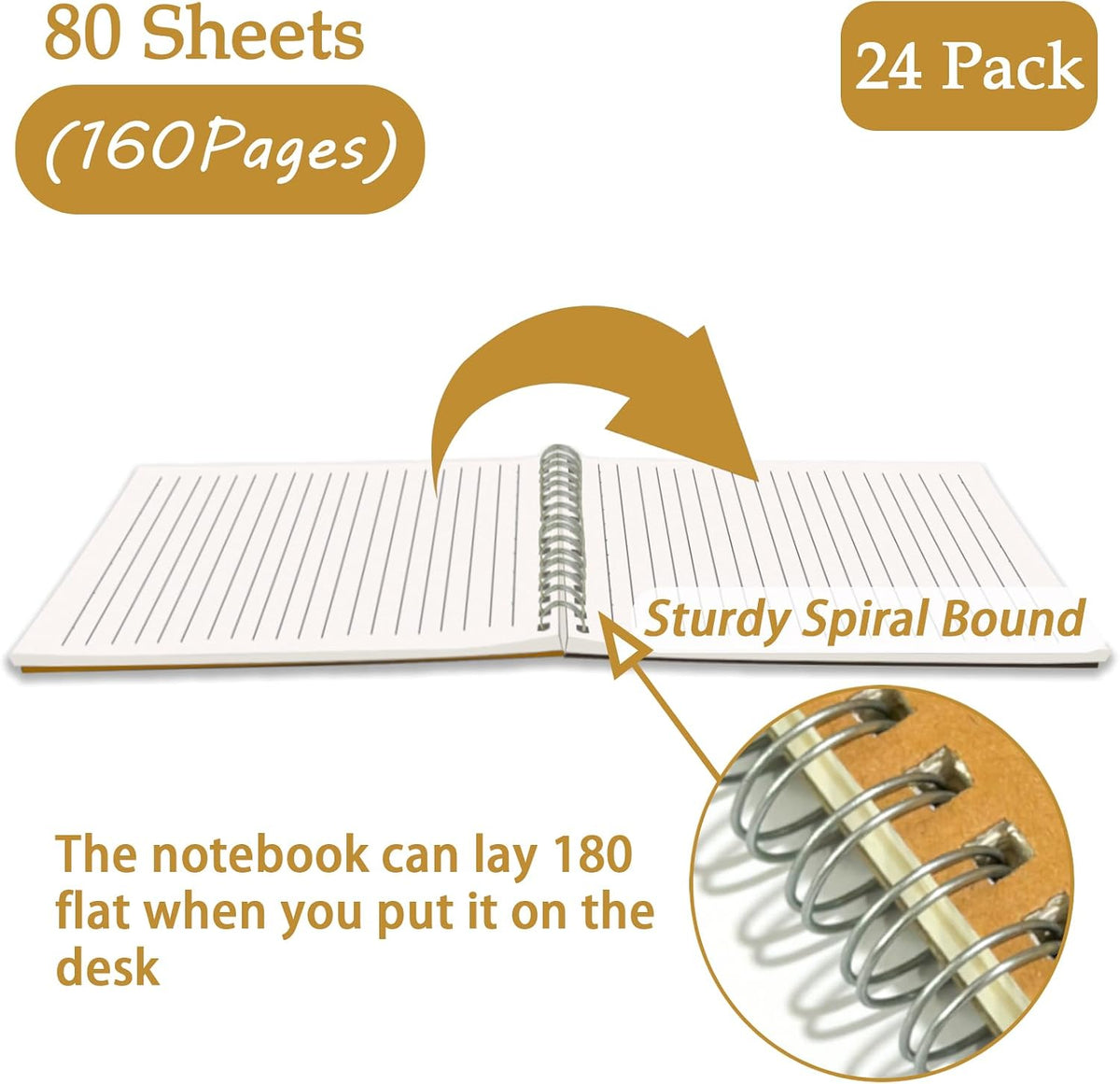 OSIMIG 24 Pack A5 Spiral Notebooks Bulk, 8x5.5 Lined Journaling Notebooks