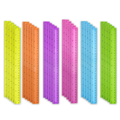 30 Pack Clear Plastic Rulers 12 Inch, Transparent Bulk Rulers for Classroom