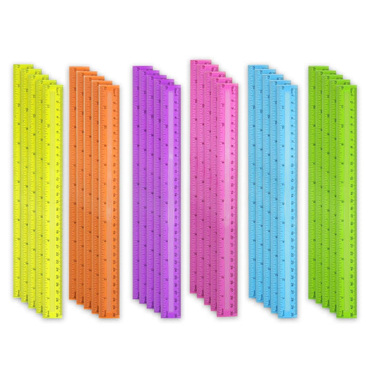 30 Pack Clear Plastic Rulers 12 Inch, Transparent Bulk Rulers for Classroom