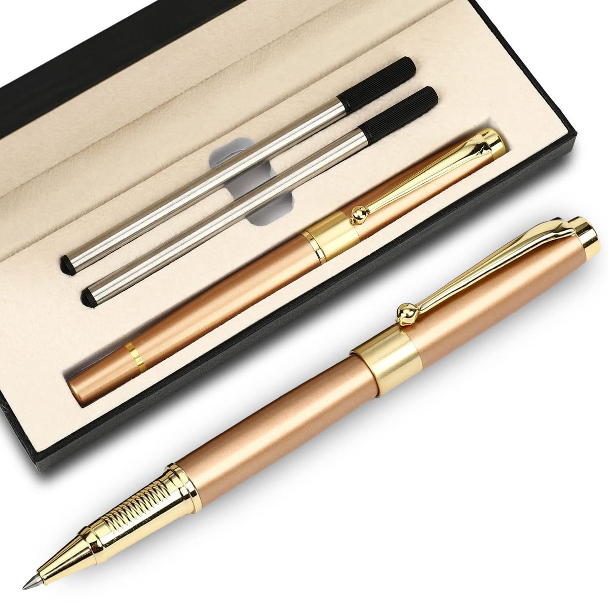 YIVONKA Ballpoint Pen Black Refill,Luxury Ballpoint Line width 0.5mm,Best Ball Pen Gift Set for Men & Women Professional Executive,Office,Nice BallPens Classy Gift Box (Blue)