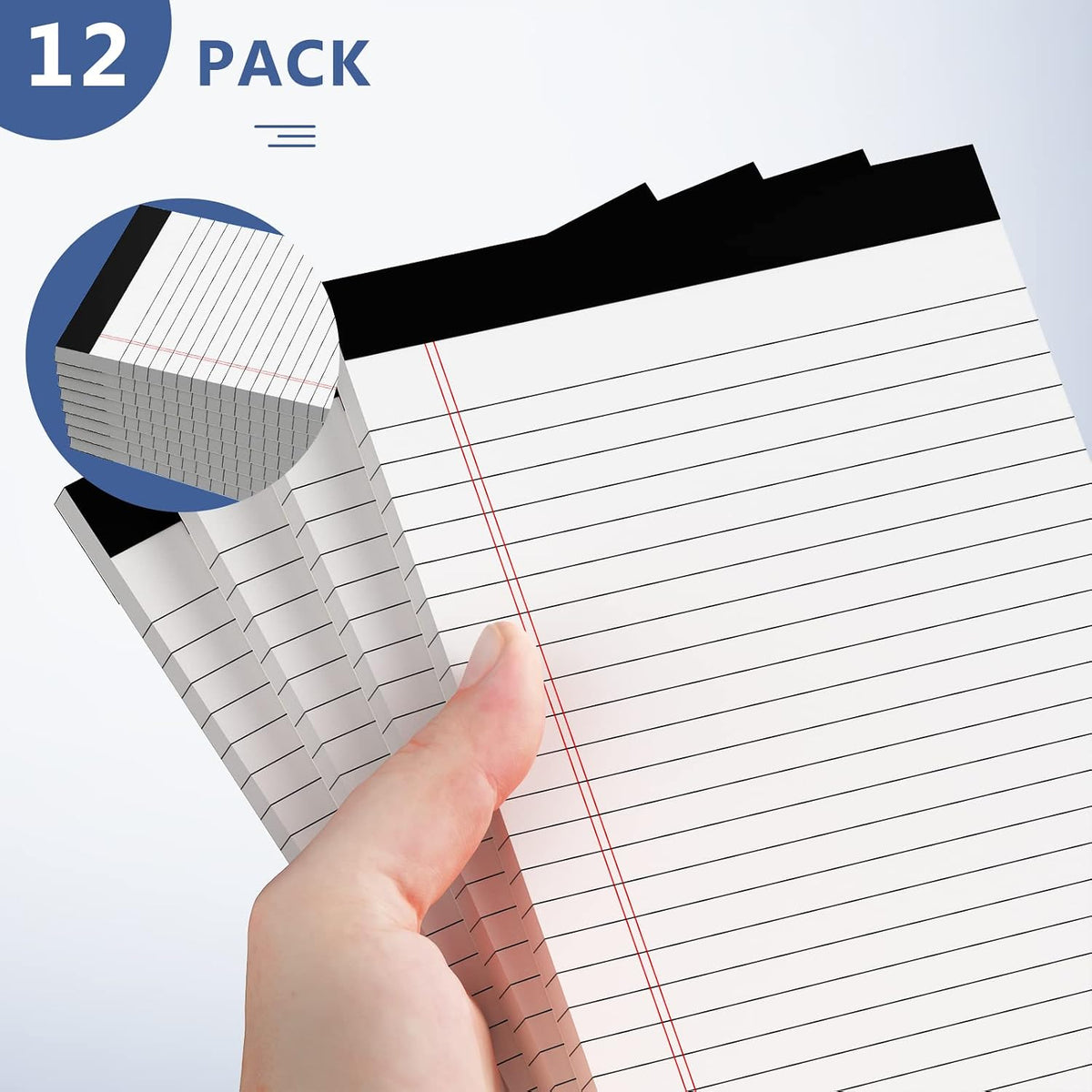 Nichela 5" x 8" Note Pads 12 Pack of Legal Pads 30 Sheets Notepad College Ruled Small Writing Pads Perforated Pages Paper Pads 80GSM Heavyweight Paper Note Pads for Home, Office, or School