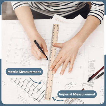 40 Pack Wooden Rulers, 12 Inch/30 cm, Double-Sided for Classroom