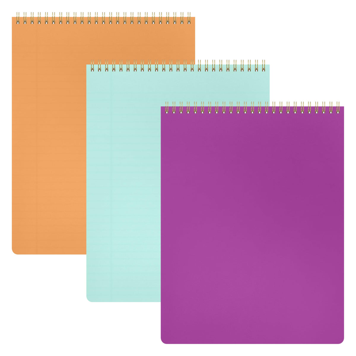 PAPERAGE Top Bound Spiral Notebook, 3 Pack, Lined Notepad, (Lavender/Blush/Light Grey), 70 Sheets (140 Pages) Per Notebook, Wide/Legal Ruled, 8.5 inches x 11 inches