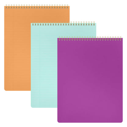 PAPERAGE Top Bound Spiral Notebook, 3 Pack, Lined Notepad, (Lavender/Blush/Light Grey), 70 Sheets (140 Pages) Per Notebook, Wide/Legal Ruled, 8.5 inches x 11 inches