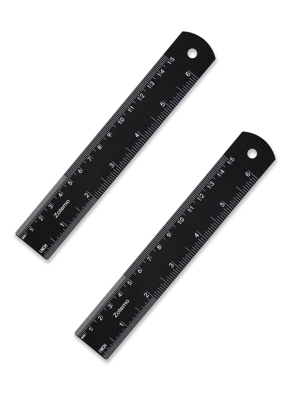 6 Inch Metal Ruler Set - Dual Scale Metric & Imperial,150 mm Straight Edge Rule, Laser Engraved, Edge-to-Edge Measuring for School, Geometry, Crafting & Gifts (2-Pack)