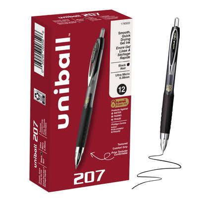 uniball™ 207 Plus+ Gel Pens, Black Ink, 0.7mm Medium Point, 4 Count