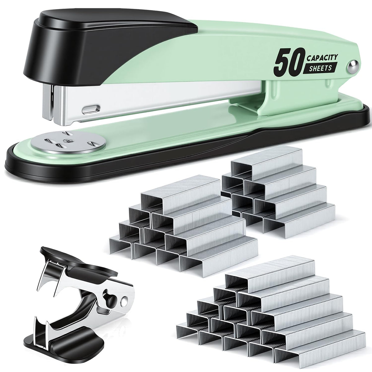 Deli Stapler Heavy Duty, 2000 Staples and Staple Remover, Purple