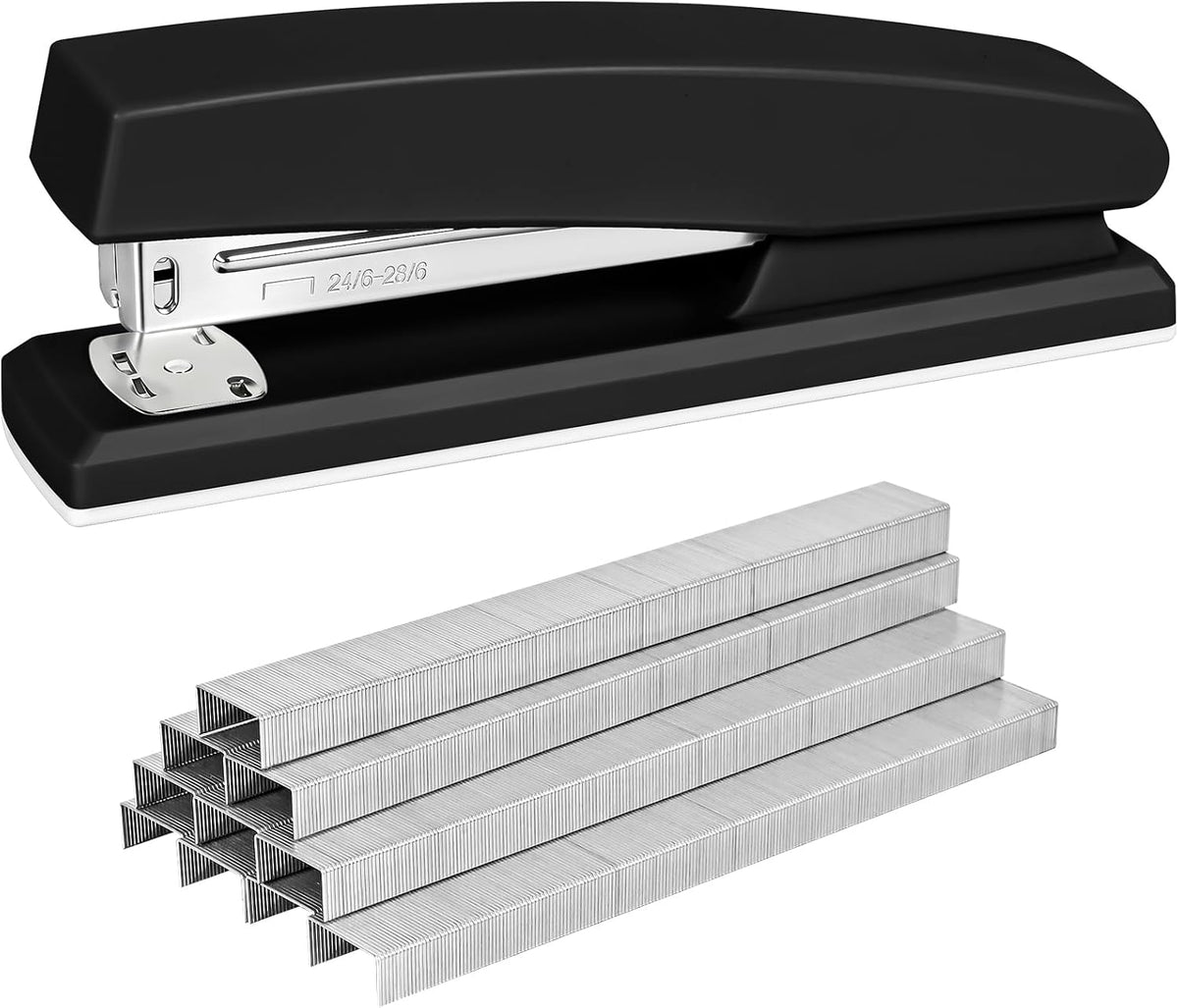Stapler with 5000 Staples - 25 Sheet Capacity, Staplers for Desk, Black