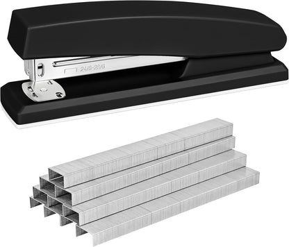 Stapler with 5000 Staples - 25 Sheet Capacity, Staplers for Desk, Black