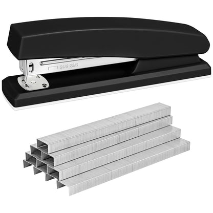 Stapler with 5000 Staples - 25 Sheet Capacity, Staplers for Desk, Black
