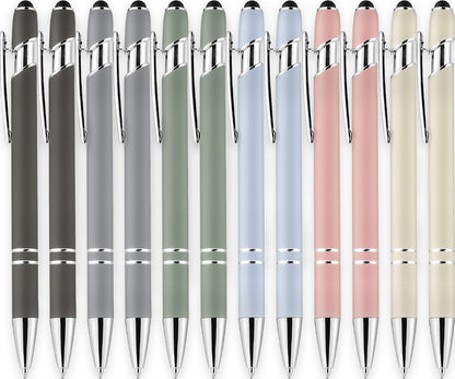 LINFANC 12 Pack Nice Black Pens Ballpoint Pens Stylus Pen for Touchscreen