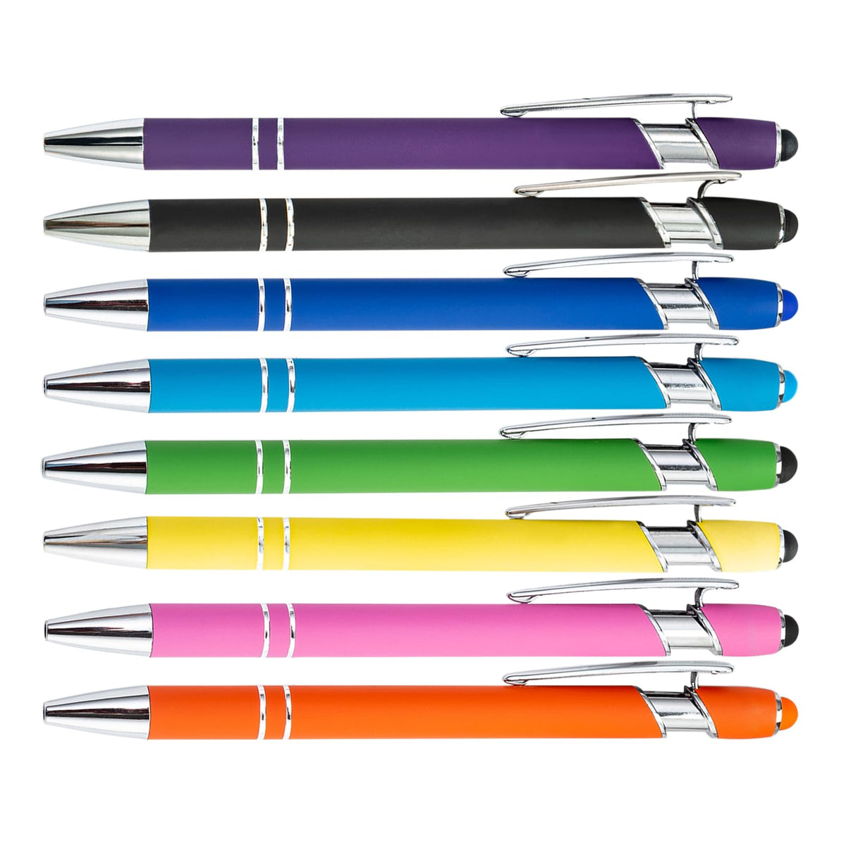 PASISIBICK 12-Piece Black Ballpoint Pen with Stylus Tip, 2 in 1 Stylish Metal Touch Screen Pen - Black Ink, 1.0 mm Medium Point - 5.5 x 0.4 inch / 14 x 1 cm