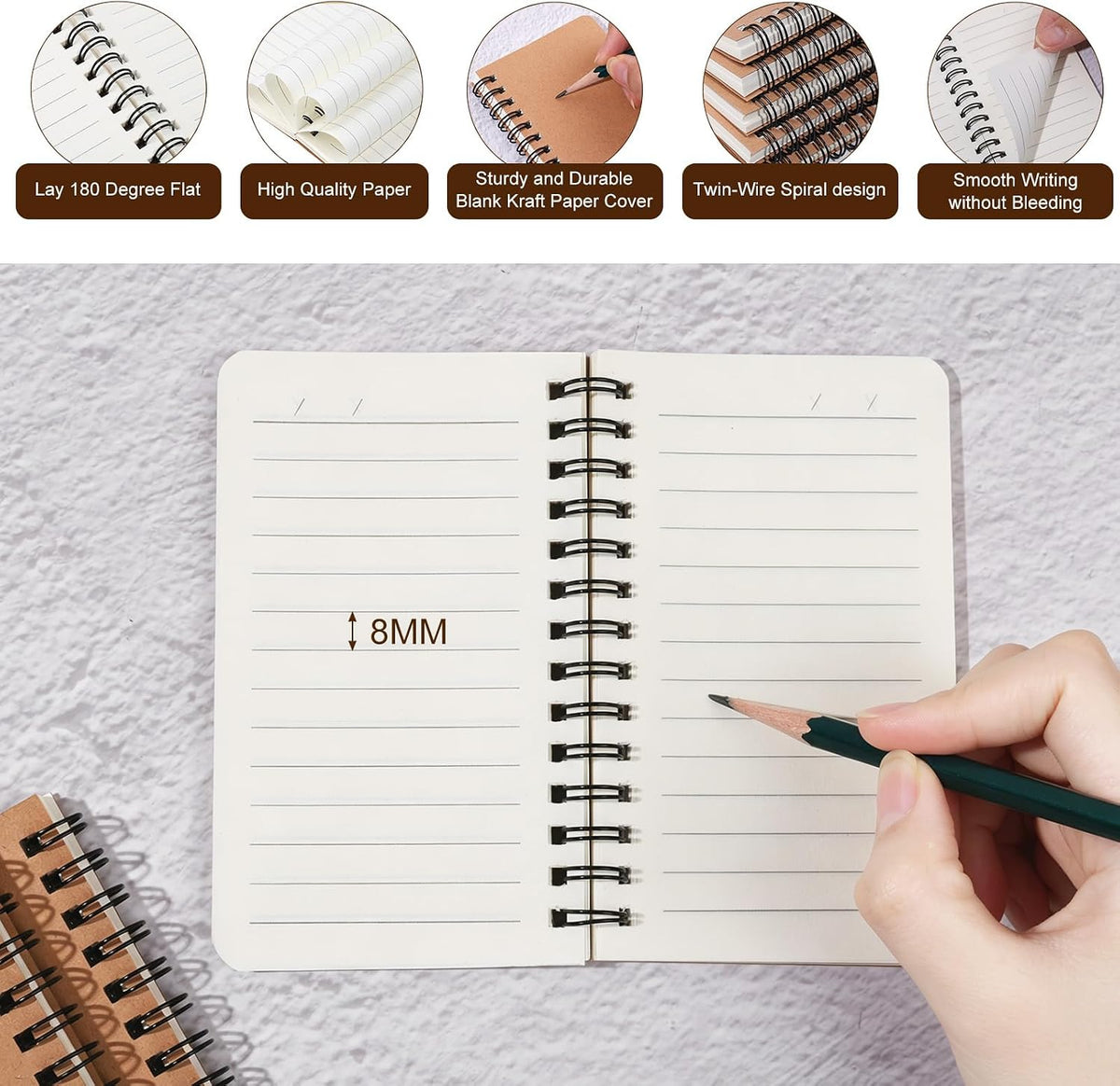 miikoul 60 Pack Spiral Lined Notebooks, 3"×5" 120 Pages for Office Writing