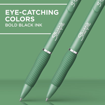 Sharpie S-Gel Gel Pens, Green Barrel, Black Ink, Medium Point (0.7mm), 4 Count - For Home, Office, College, Journaling, Drawing, Note-Taking, Writing
