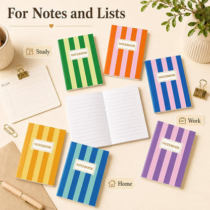 24 Pack Colorful Striped Mini Notebook Bulk Colorful Striped Small Lined Notebooks Set Pocket Journal Notepads for Back to School Students Teachers Employee Classroom Prize Office Supplies 5x3 Inch