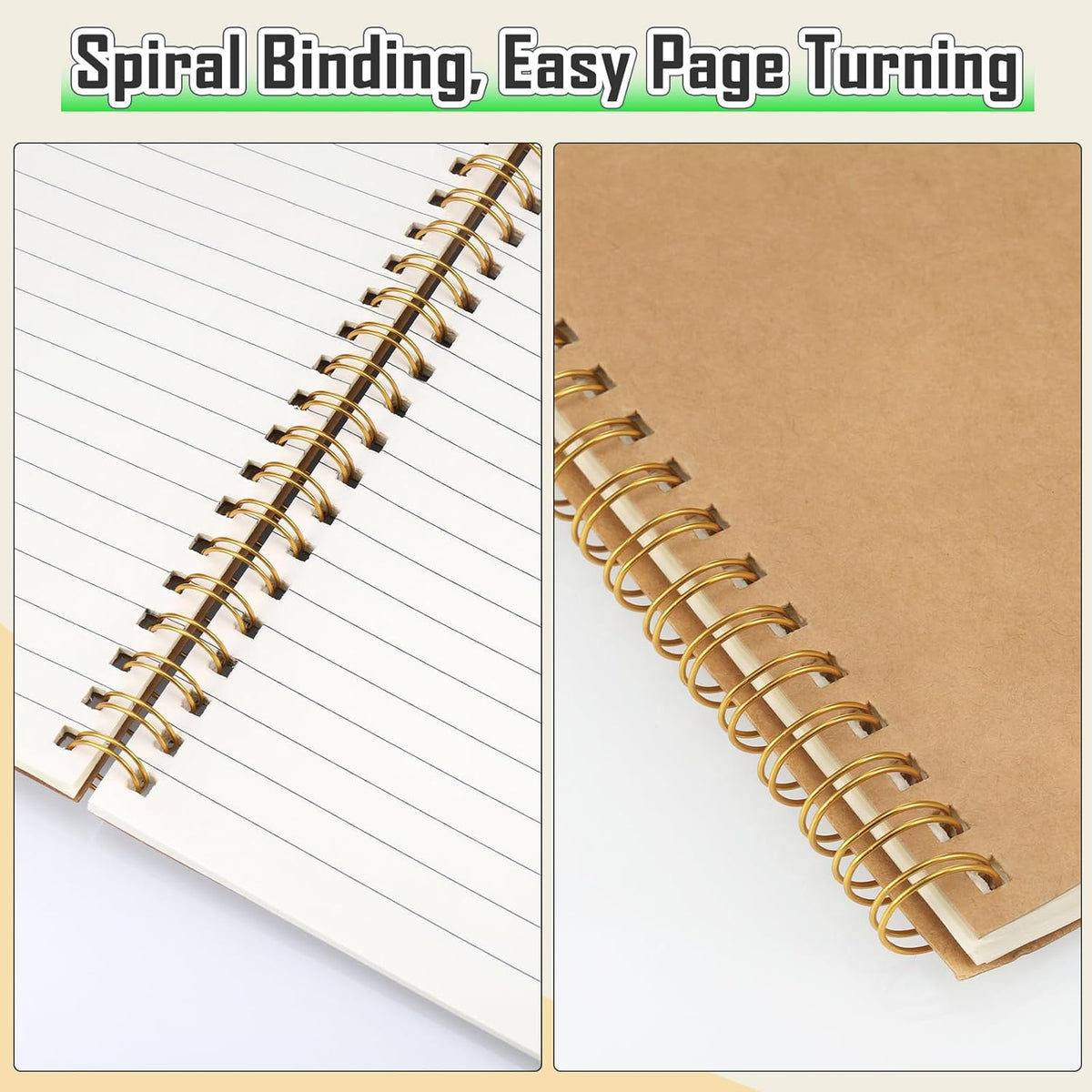 JIANTA 4 Pack A5 Spiral Notebook, Ruled Kraft Cover Wirebound Journals
