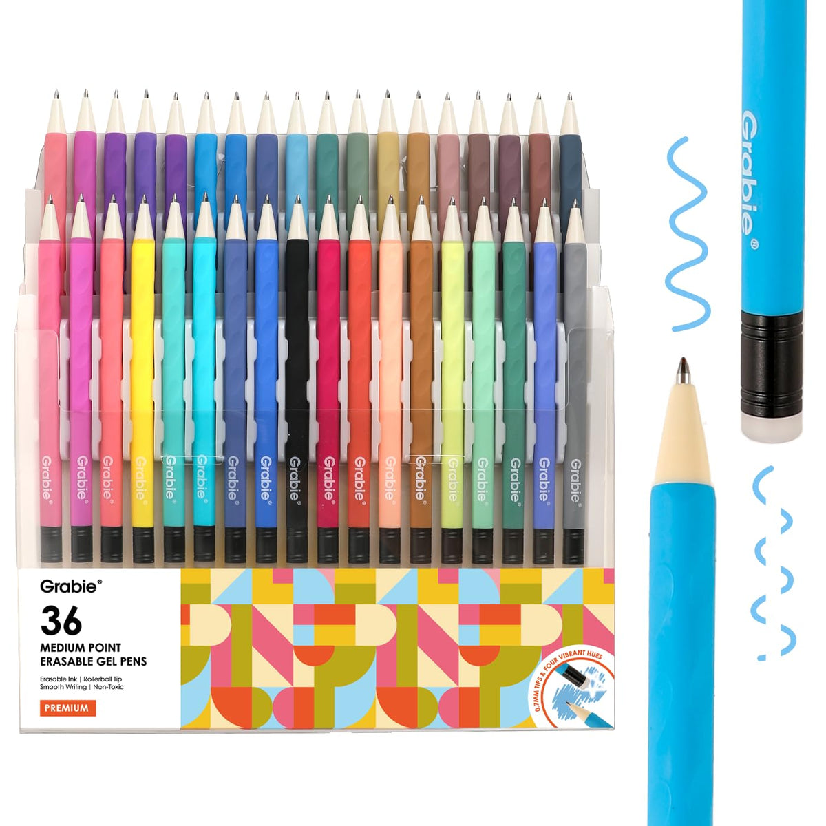 Grabie Erasable Gel Pens, 9 Color 0.7 mm Point, Rustic Reverie