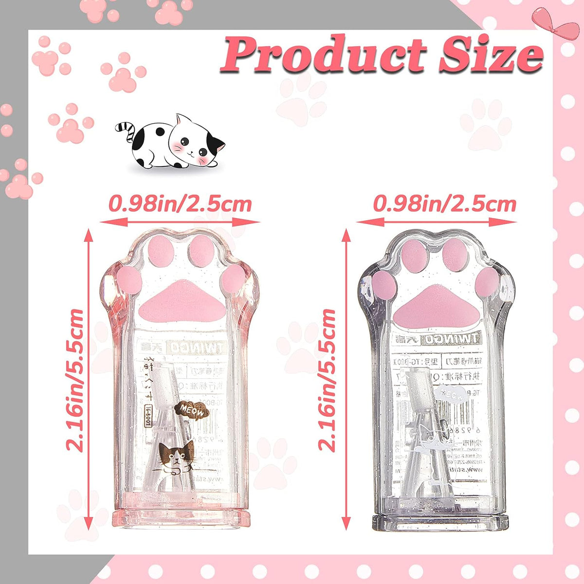 Chinco 4 Pcs Cat Paw Pencil Sharpeners Manual Cute Sharpeners for Kids