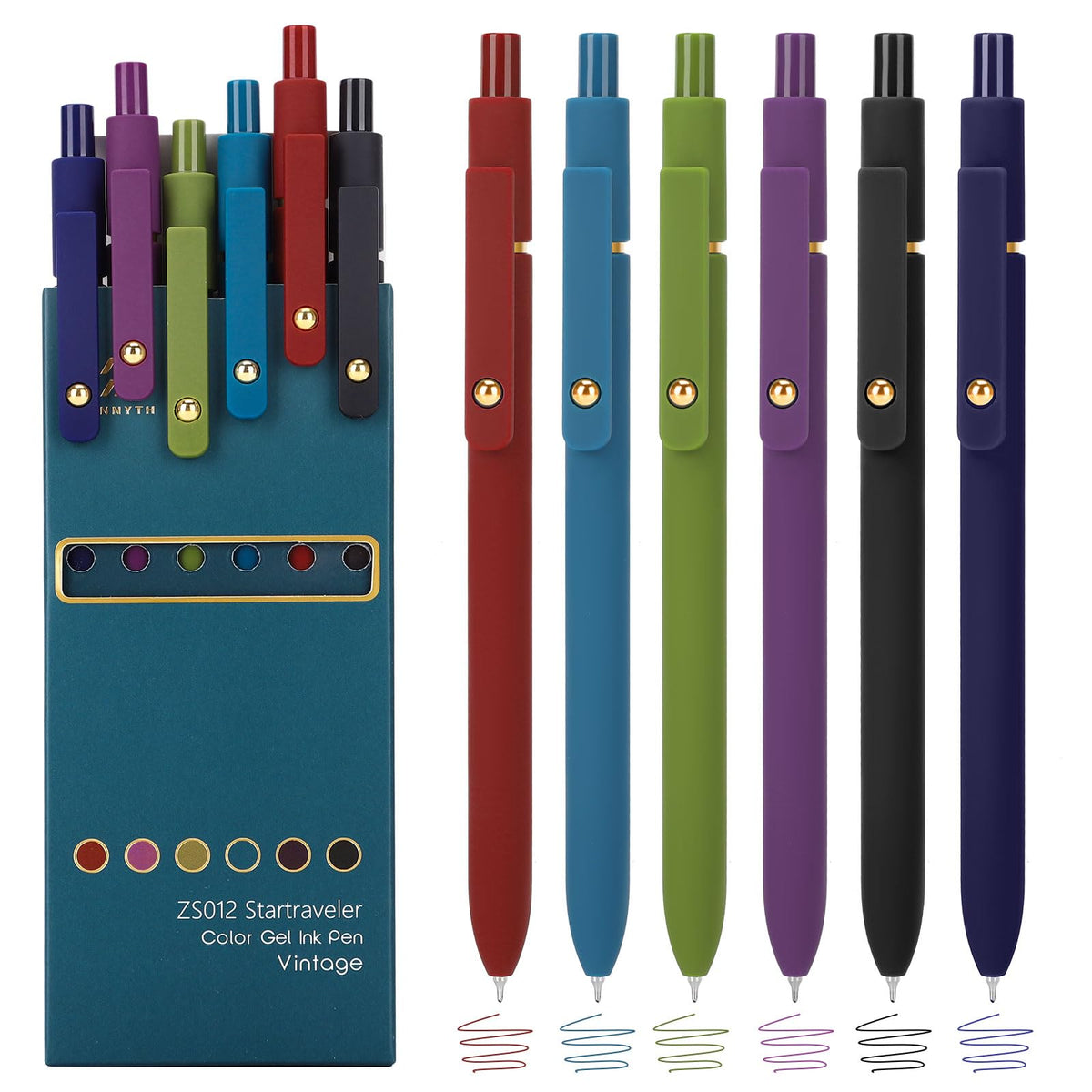 Ddaowanx Gel Pens,6 Pcs 0.5mm Retractable Quick Dry Blue Ink Pens