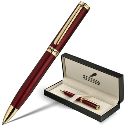 BEILUNER Luxury Gel Pen with 24K Gold Finish, Black Piano Lacquer, Luxury Grade Craftsmanship, Best Pen Gift Set for Men and Women, Professional, Executive, Office, Retractable Nice Pens